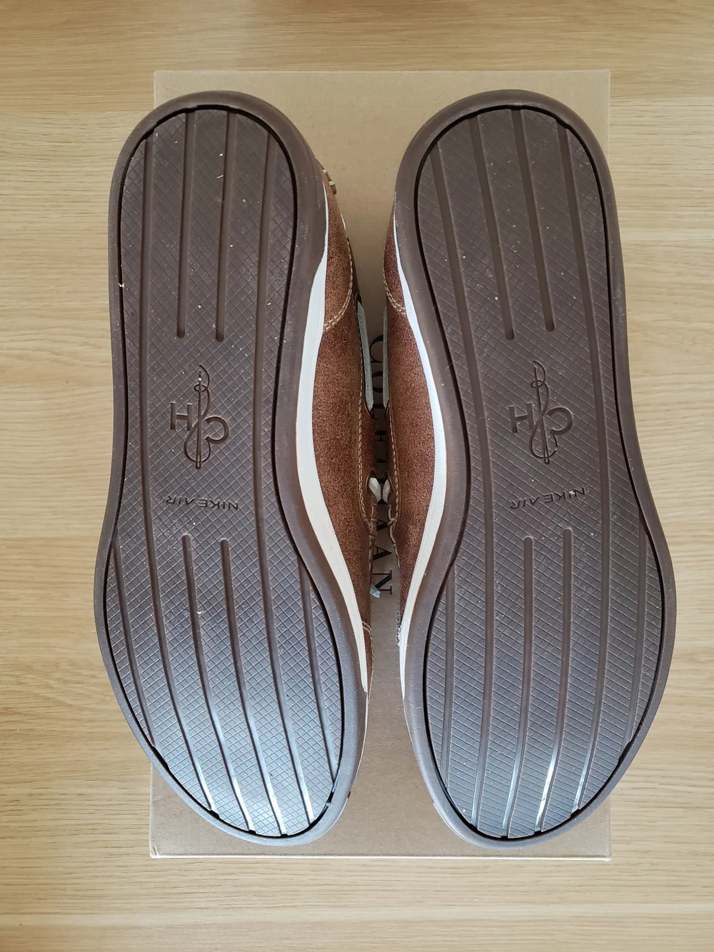 Cole Haan Brown Leather Men’s Boat Shoes with White Laces